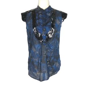 French Connection navy black sequin top